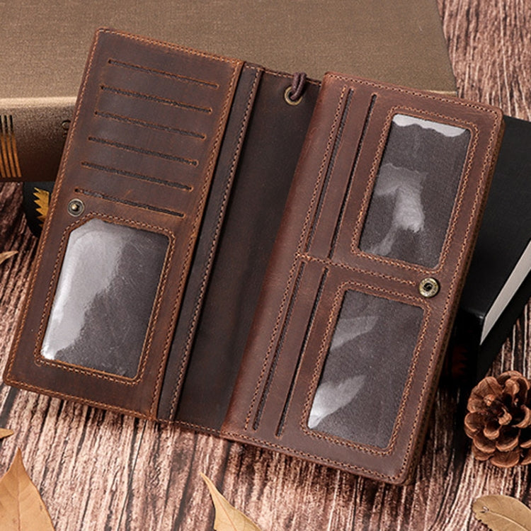 HUMERPAUL RFID Large Capacity Leather Wallet Long Men Pump Mobile Phone(Brown) - free shipping - PMC TechLife - Order now!