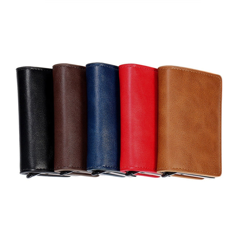 HUMERPAUL RFID Anti-Magnetic Automatic Card Set Credit Card Box Coin Bag(Dark Brown) - free shipping - PMC TechLife - Order now!