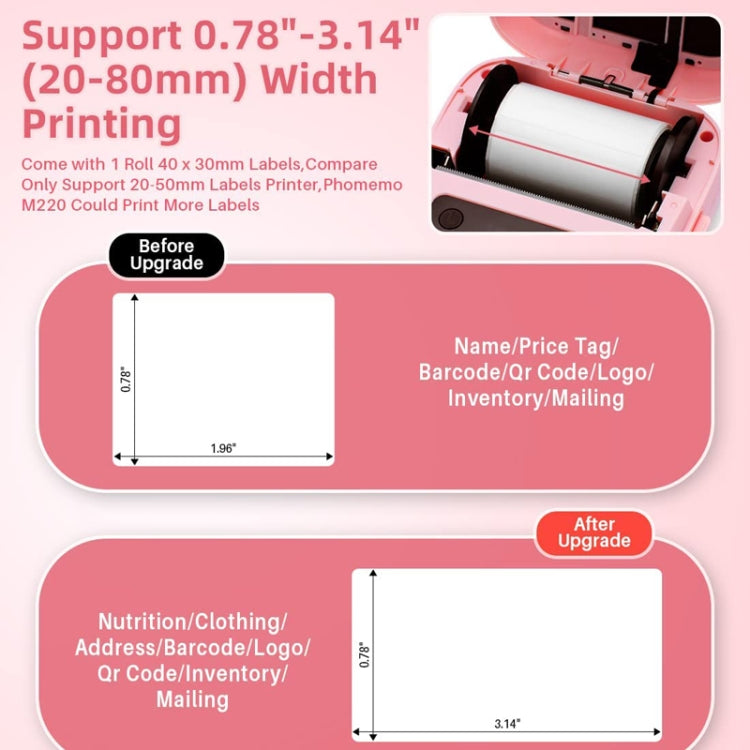 Phomemo M220 Jewelry Clothing Tags Bluetooth Thermist Strip Tag Printer(Pink) - free shipping - PMC TechLife - Order now!