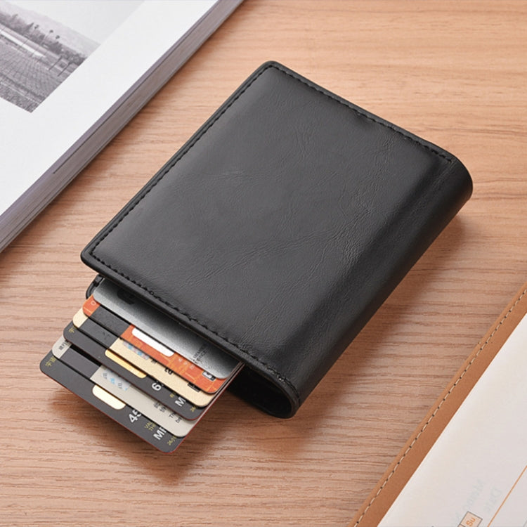 RFID Anti-Theft Short Wallet Automatic Pop-Up Aluminum Alloy Antimagnetic Card Holder(Black) - Antimagnetic RFID Package by PMC TechLife | Online Shopping South Africa | PMC TechLife | Buy Now Pay Later Mobicred