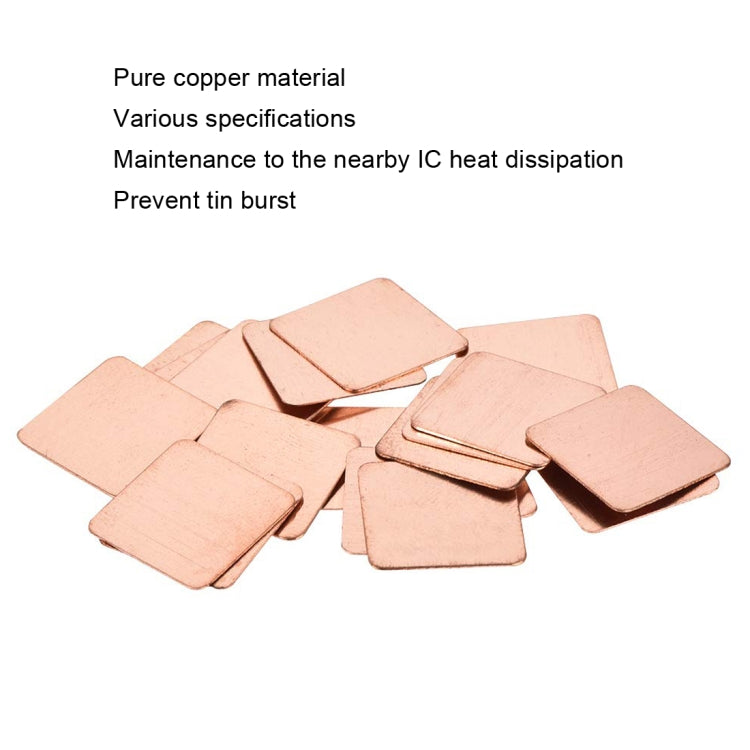20pcs Laptop Cooling Copper Heat Sink Thermal Conductive Tabs Cell Phone Computer Graphics Card Heat Sinks 20x20x0.5mm - Others by PMC TechLife | Online Shopping South Africa | PMC TechLife | Buy Now Pay Later Mobicred