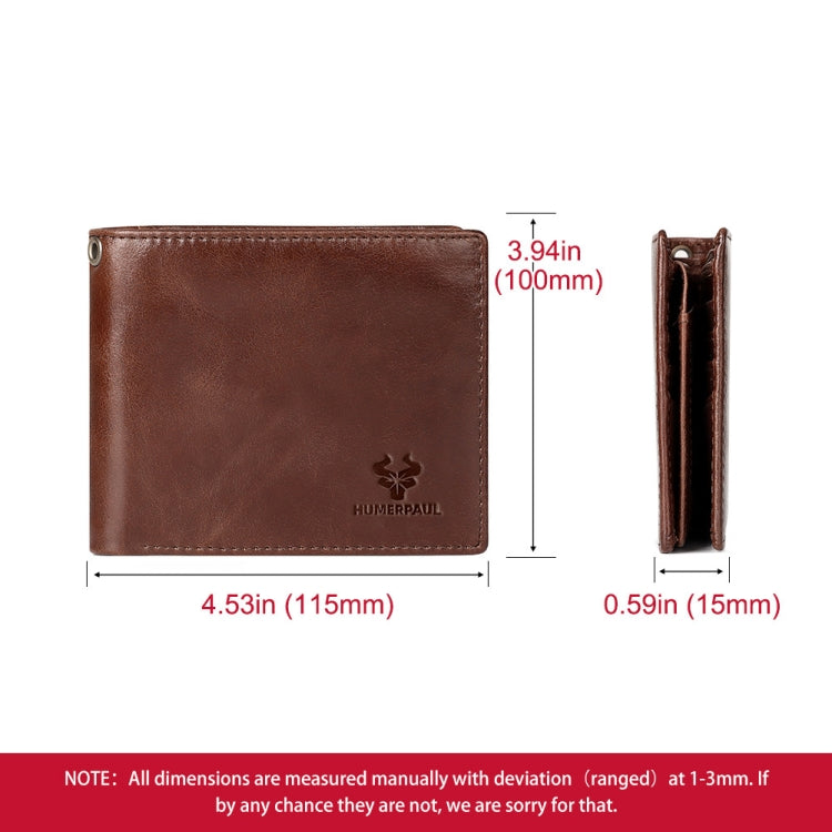 HUMERPAUL RFID Anti-Magnetic Men Pickup Card Bag Metal Chain Short Leather Wallet, Color: Black - free shipping - PMC TechLife - Order now!