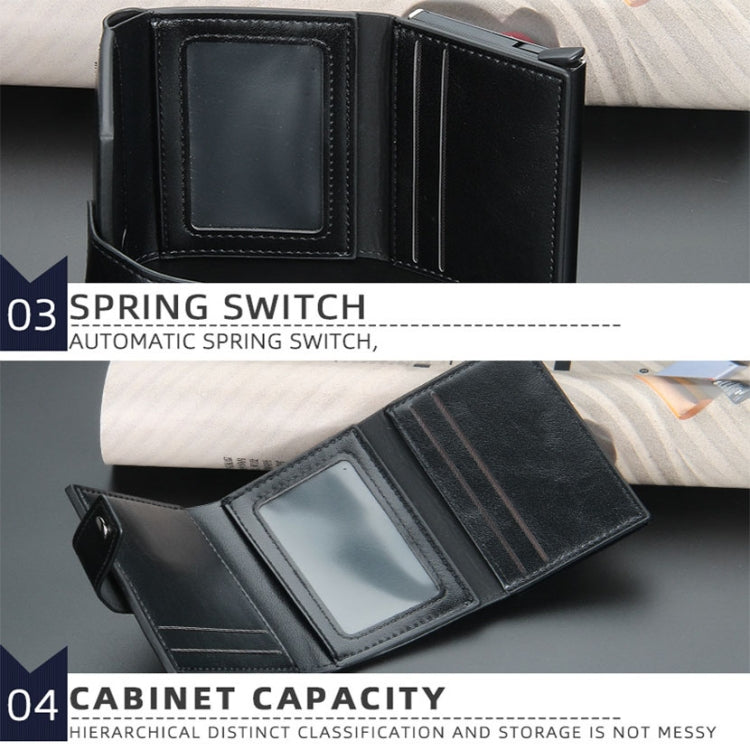 Baellerry RFID Anti-Theft Automatic Pop-Up Card Wallet Buckle Metal Aluminum Shell Card Holder(Black) - Antimagnetic RFID Package by Baellerry | Online Shopping South Africa | PMC TechLife | Buy Now Pay Later Mobicred