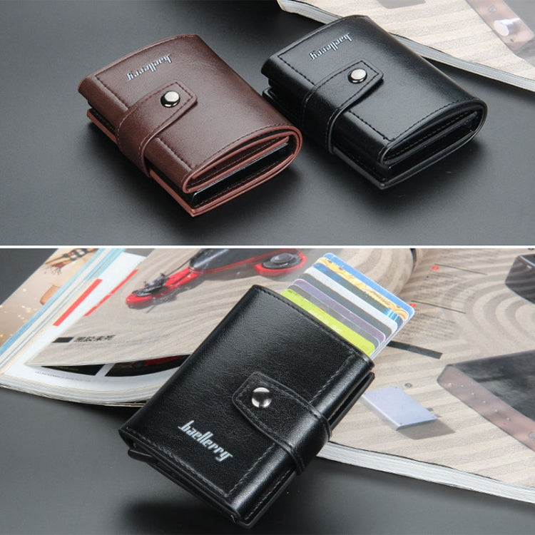 Baellerry RFID Anti-Theft Automatic Pop-Up Card Wallet Buckle Metal Aluminum Shell Card Holder(Coffee) - Antimagnetic RFID Package by Baellerry | Online Shopping South Africa | PMC TechLife | Buy Now Pay Later Mobicred