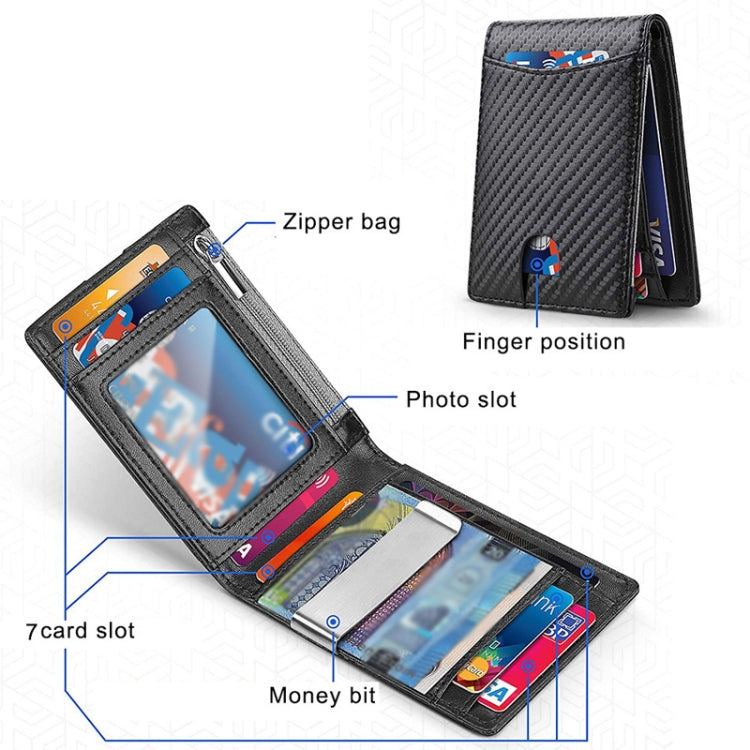 RFID Anti-Theft Brush Men Vintage Leather Wallet Card Case(Carbon Fiber+Black Inside) - Antimagnetic RFID Package by PMC TechLife | Online Shopping South Africa | PMC TechLife | Buy Now Pay Later Mobicred