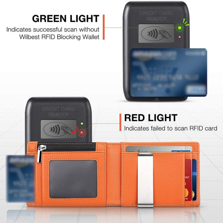 RFID Anti-Theft Brush Men Vintage Leather Wallet Card Case(Flat Pattern+Orange Inner) - Antimagnetic RFID Package by PMC TechLife | Online Shopping South Africa | PMC TechLife | Buy Now Pay Later Mobicred
