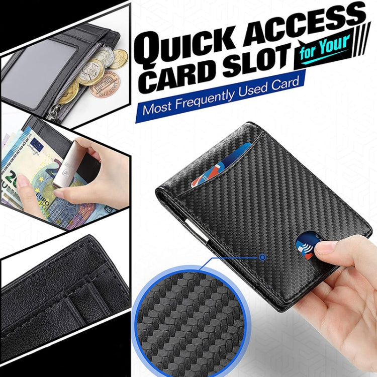 RFID Anti-Theft Brush Men Vintage Leather Wallet Card Case(Carbon Fiber+Black Inside) - Antimagnetic RFID Package by PMC TechLife | Online Shopping South Africa | PMC TechLife | Buy Now Pay Later Mobicred