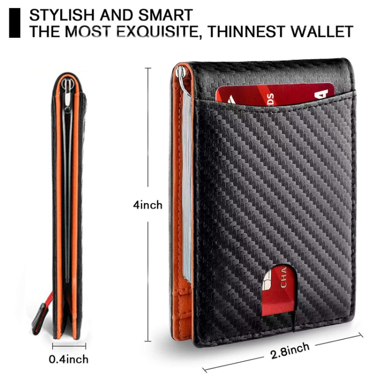 RFID Anti-Theft Brush Leather Multi Card Pocket Coin Wallet Credit Card Case(Flat Pattern+Orange Inside) - Antimagnetic RFID Package by PMC TechLife | Online Shopping South Africa | PMC TechLife | Buy Now Pay Later Mobicred