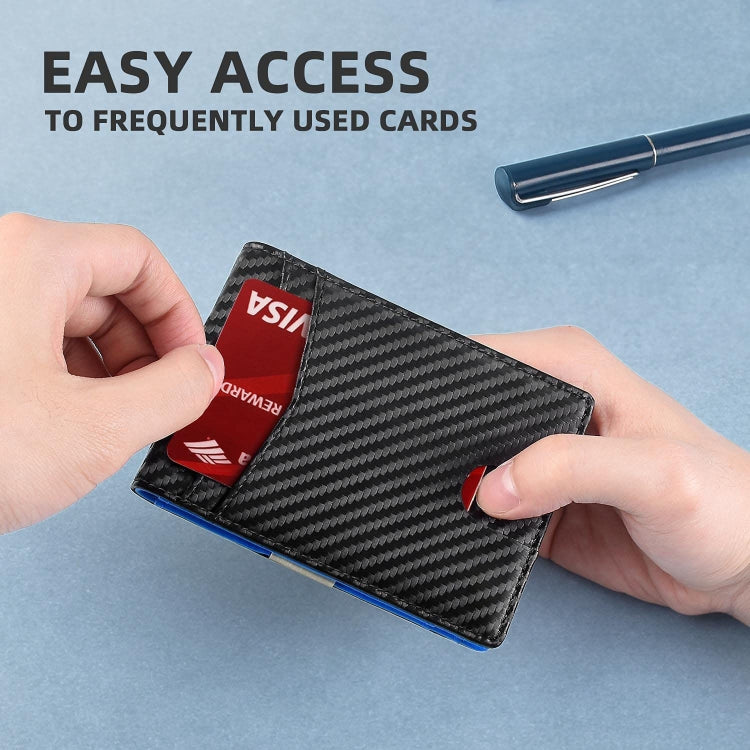 RFID Anti-Magnetic And Anti-Theft Leather Multi-Card Credit Card Wallet Coin Purse(Carbon Fiber Black+Orange Inside) - Antimagnetic RFID Package by PMC TechLife | Online Shopping South Africa | PMC TechLife | Buy Now Pay Later Mobicred