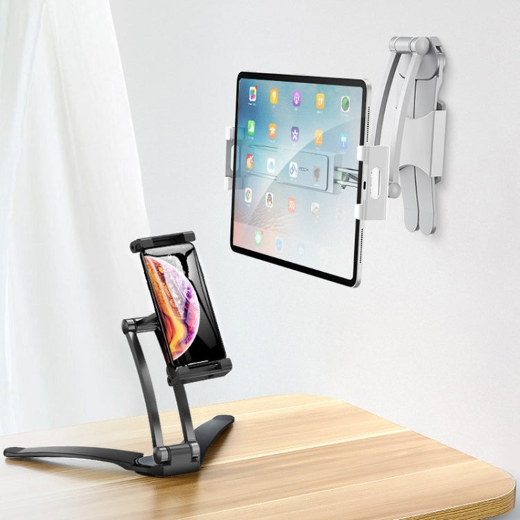 2 In 1 Aluminum Alloy Tablet PC Holder Wall Mount Mobile Phone Holder(Silver) - Desktop Holder by PMC TechLife | Online Shopping South Africa | PMC TechLife