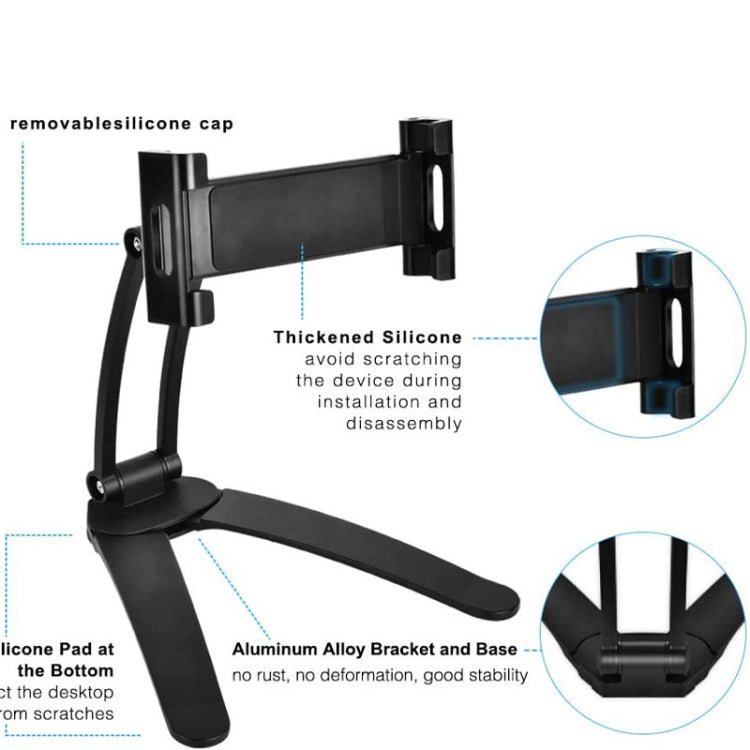 2 In 1 Aluminum Alloy Tablet PC Holder Wall Mount Mobile Phone Holder(Black) - Desktop Holder by PMC TechLife | Online Shopping South Africa | PMC TechLife