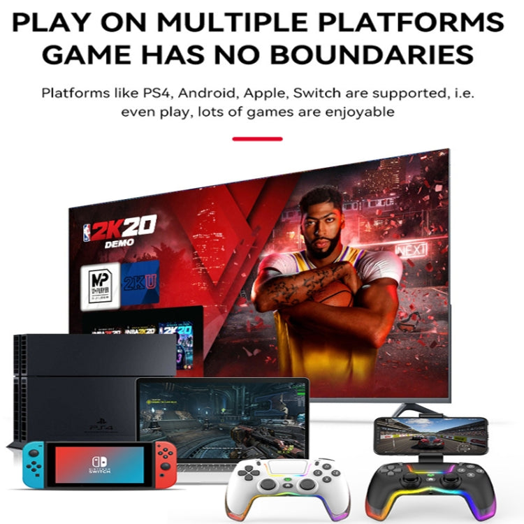 For PS4 Dazzle Color Light Wireless Bluetooth Grip(White) - Gamepads by PMC TechLife | Online Shopping South Africa | PMC TechLife