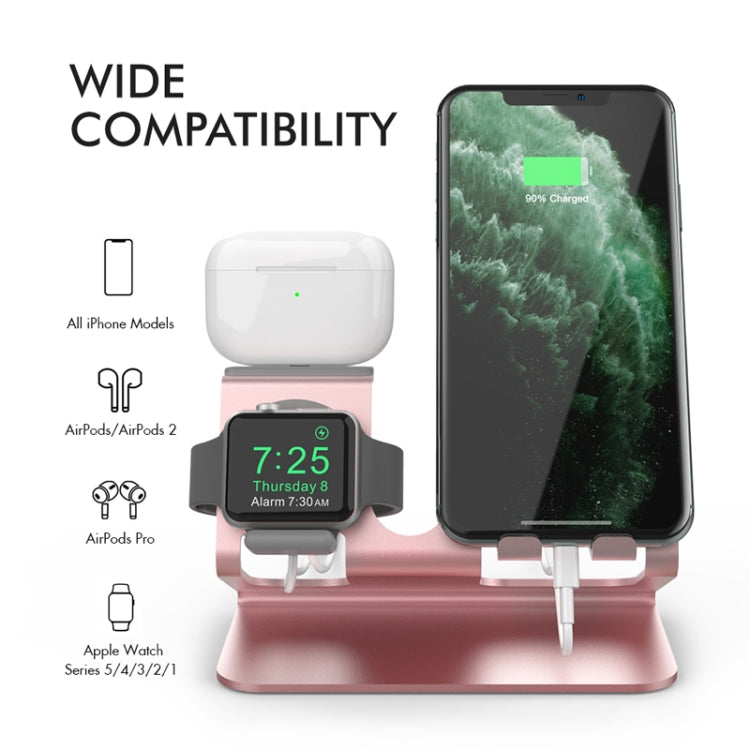 For IPhone / AirPods / Apple Watch Series AhaStyle 3 In 1 Aluminum Alloy Stand(Silver) - Desktop Holder by AhaStyle | Online Shopping South Africa | PMC TechLife | Buy Now Pay Later Mobicred