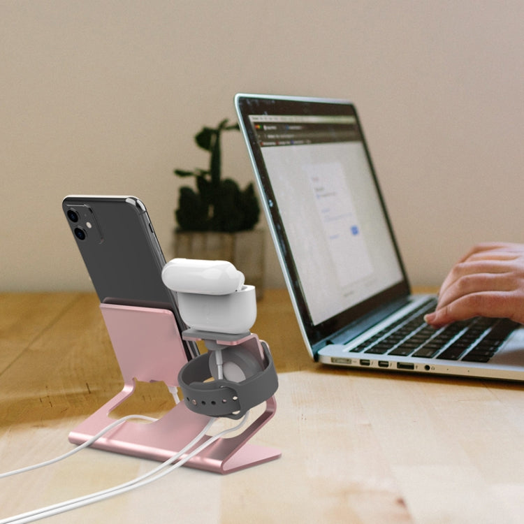 For IPhone / AirPods / Apple Watch Series AhaStyle 3 In 1 Aluminum Alloy Stand(Silver) - Desktop Holder by AhaStyle | Online Shopping South Africa | PMC TechLife | Buy Now Pay Later Mobicred