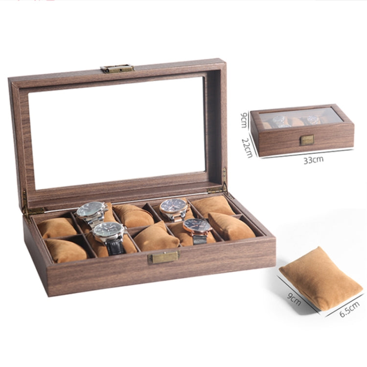 Wood Grain Leather Watch Display Box Watch Storage Case Jewelry Box, Style: 10 Digit Long - Watch Storages by PMC TechLife | Online Shopping South Africa | PMC TechLife