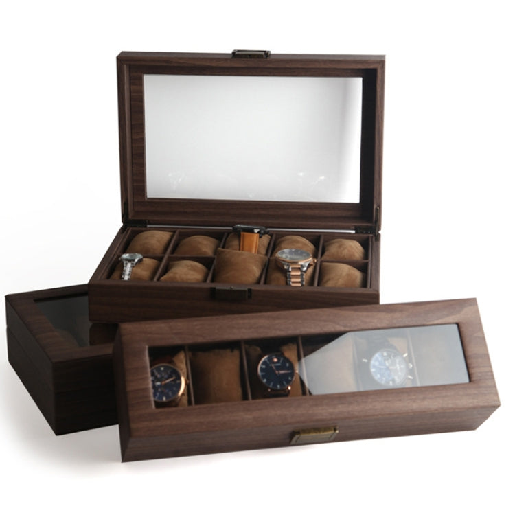 Wood Grain Leather Watch Display Box Watch Storage Case Jewelry Box, Style: 6 Digit Square - Watch Storages by PMC TechLife | Online Shopping South Africa | PMC TechLife