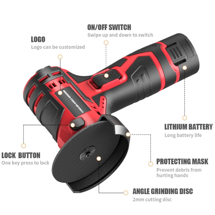 HILDA 12V 3 Inch Li-Ion Angle Grinder Home Cutting And Sanding Machine, US Plug, Model: Carton Package With 1 Battery - free shipping - PMC TechLife - Order now!