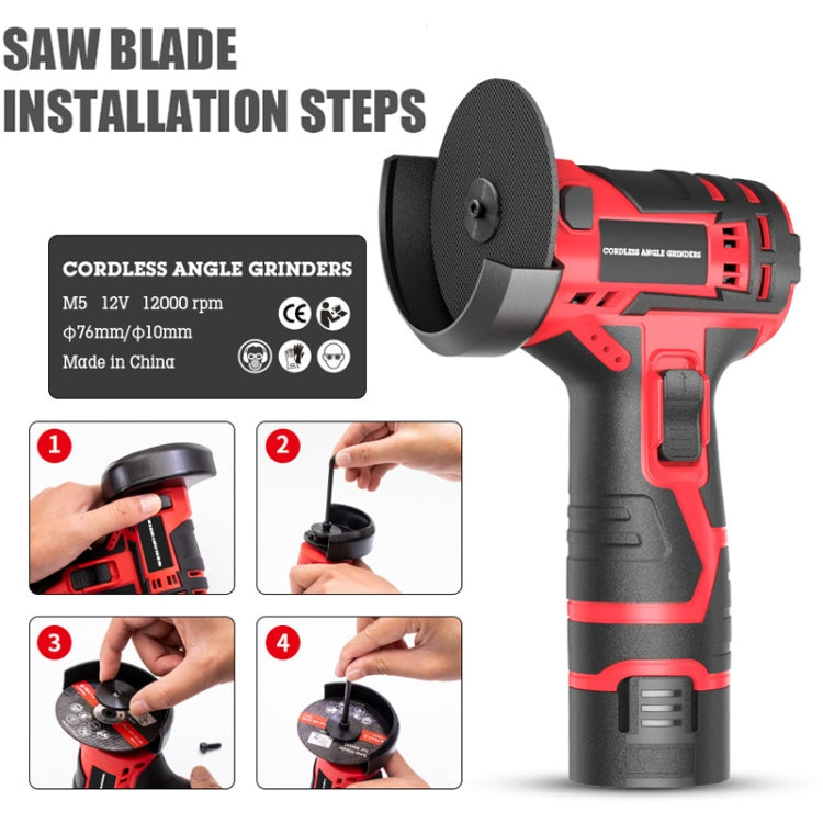 HILDA 12V 3 Inch Li-Ion Angle Grinder Home Cutting And Sanding Machine, US Plug, Model: Plastic Package With 1 Battery - free shipping - PMC TechLife - Order now!