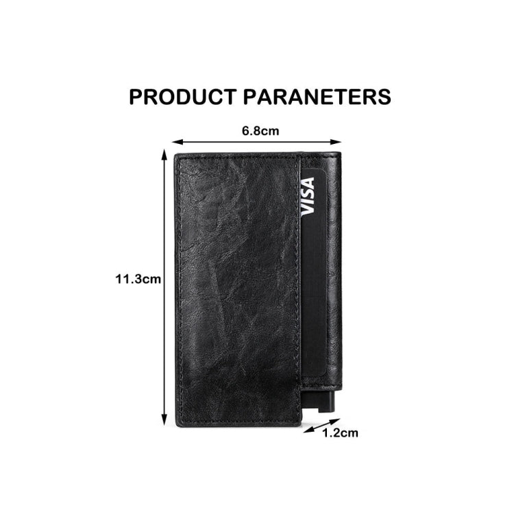 Pop-up Leather Metal Card Holder RFID Bifold Wallet(Black) - free shipping - PMC TechLife - Order now!