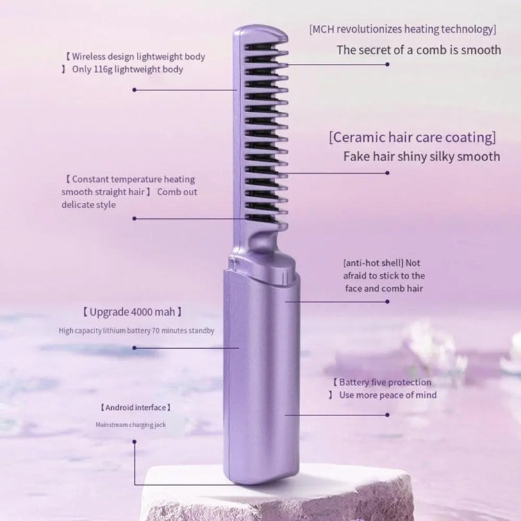 2 In 1 Portable USB Rechargeable Hair Curler Dual Usage Hair Straightening Comb(Pink) - free shipping - PMC TechLife - Order now!