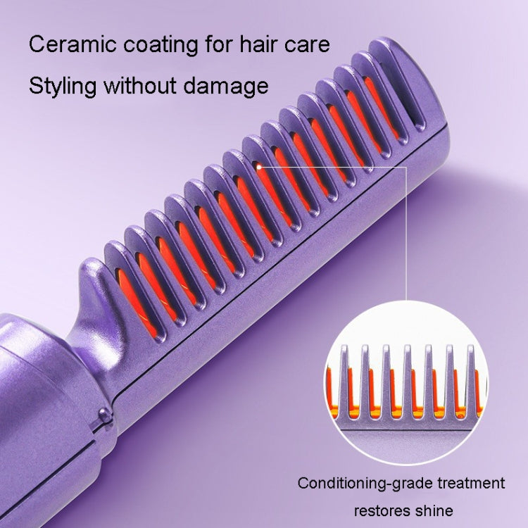 2 In 1 Portable USB Rechargeable Hair Curler Dual Usage Hair Straightening Comb(Purple) - free shipping - PMC TechLife - Order now!