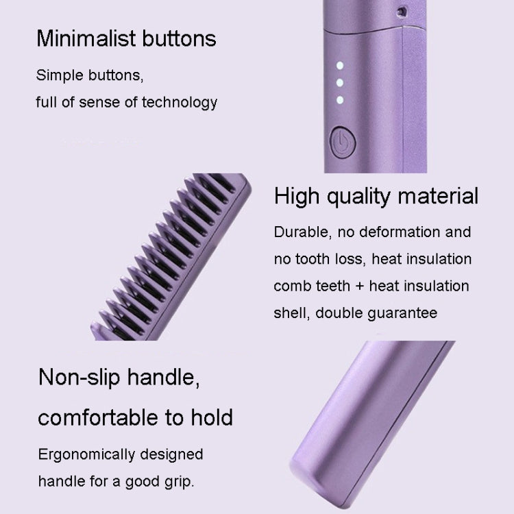 2 In 1 Portable USB Rechargeable Hair Curler Dual Usage Hair Straightening Comb(Purple) - free shipping - PMC TechLife - Order now!