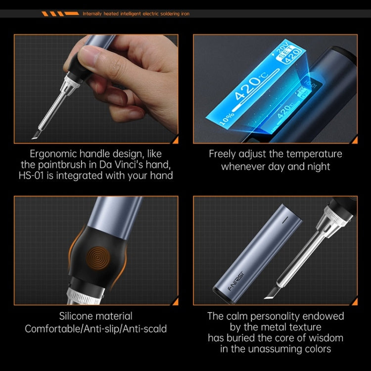 FNIRSI 9pcs/ Set Mini Soldering Station Digital Display Constant Temperature Smart Soldering Iron, Color: Black Standard 6 Heads - free shipping - PMC TechLife - Order now!