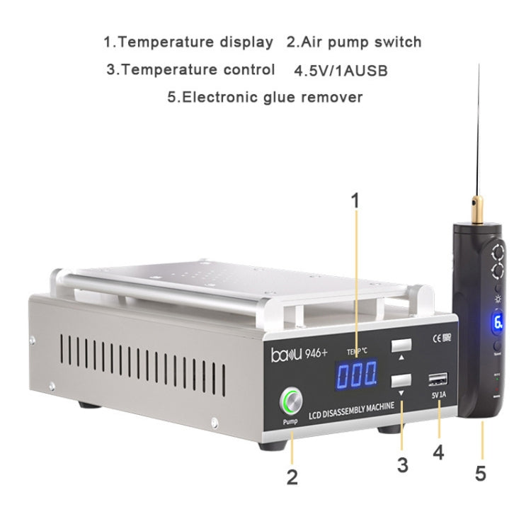Baku BA-946+ 9 Inch 450W Phone Screen Separator With Electronic Glue Remove 220V EU Plug - free shipping - PMC TechLife - Order now!