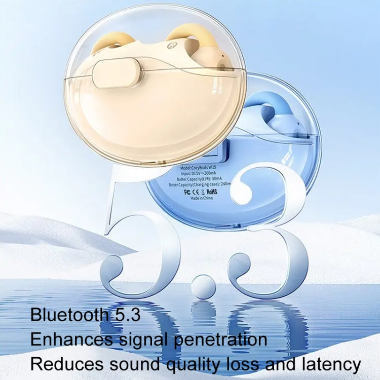 REMAX CozyBuds W15 Transparent Ear Clip Wireless Bluetooth Earphone OWS Sports Earphone(Blue) - Bluetooth Earphone by REMAX | Online Shopping South Africa | PMC TechLife | Buy Now Pay Later Mobicred