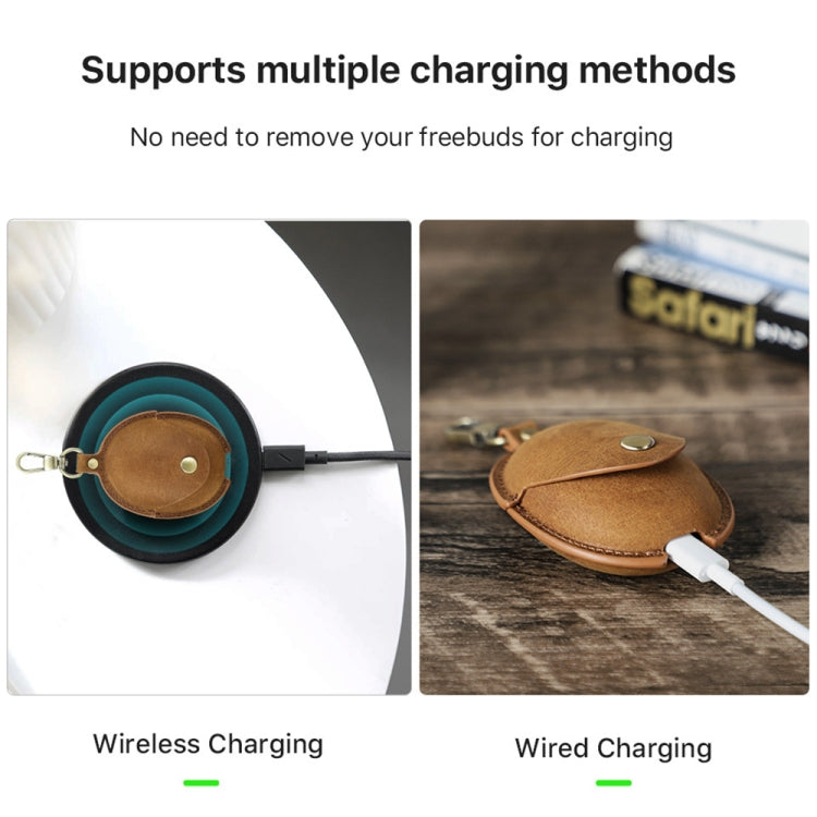 For Huawei FreeBuds 5 CONTACTS FAMILY CF1170 Cowhide Anti-Fall Bluetooth Earphone Protective Case(Brown) - free shipping - PMC TechLife - Order now!
