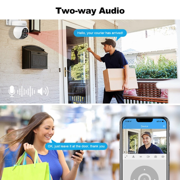 SriHome SH052 Wifi 5MP Wireless PTZ IP AI Auto Tracking Sound&Light Alarm Starlight Color Night Vision Outdoors Surveillance Camera, Plug: US - free shipping - PMC TechLife - Order now!