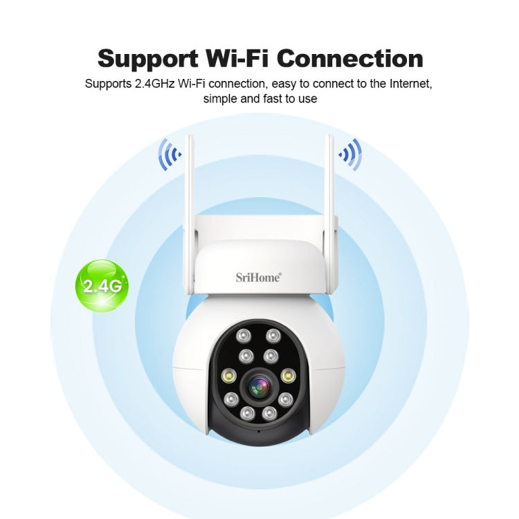 SriHome SH052 Wifi 5MP Wireless PTZ IP AI Auto Tracking Sound&Light Alarm Starlight Color Night Vision Outdoors Surveillance Camera, Plug: UK - free shipping - PMC TechLife - Order now!