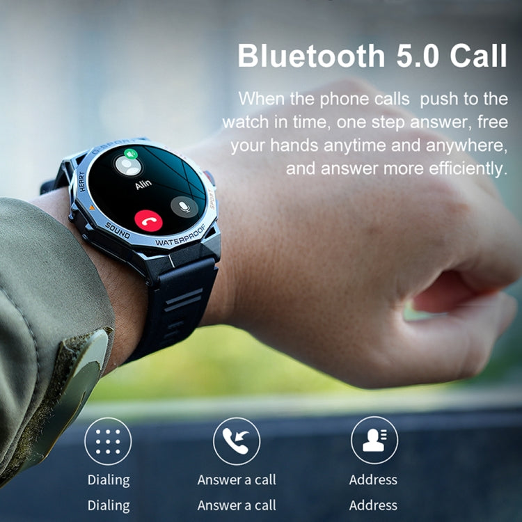 K62 1.43 Inch Waterproof Bluetooth Call Weather Music Smart Sports Watch, Color: Silver Three-bead Steel - free shipping - PMC TechLife - Order now!