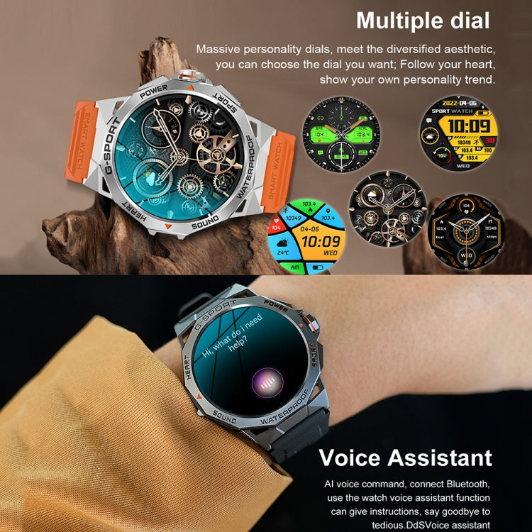 K62 1.43 Inch Waterproof Bluetooth Call Weather Music Smart Sports Watch, Color: Silver Three-bead Steel - free shipping - PMC TechLife - Order now!