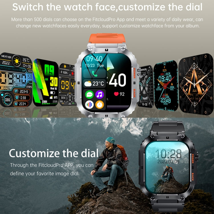K57 Pro 1.96 Inch Bluetooth Call Music Weather Display Waterproof Smart Watch, Color: Silver Leather - free shipping - PMC TechLife - Order now!