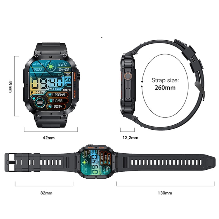 K57 Pro 1.96 Inch Bluetooth Call Music Weather Display Waterproof Smart Watch, Color: Silver Leather - free shipping - PMC TechLife - Order now!