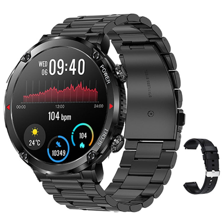 T30 1.6-inch Outdoor Sports Waterproof Smart Music Bluetooth Call Watch, Color: Black Steel+Silicone - free shipping - PMC TechLife - Order now!