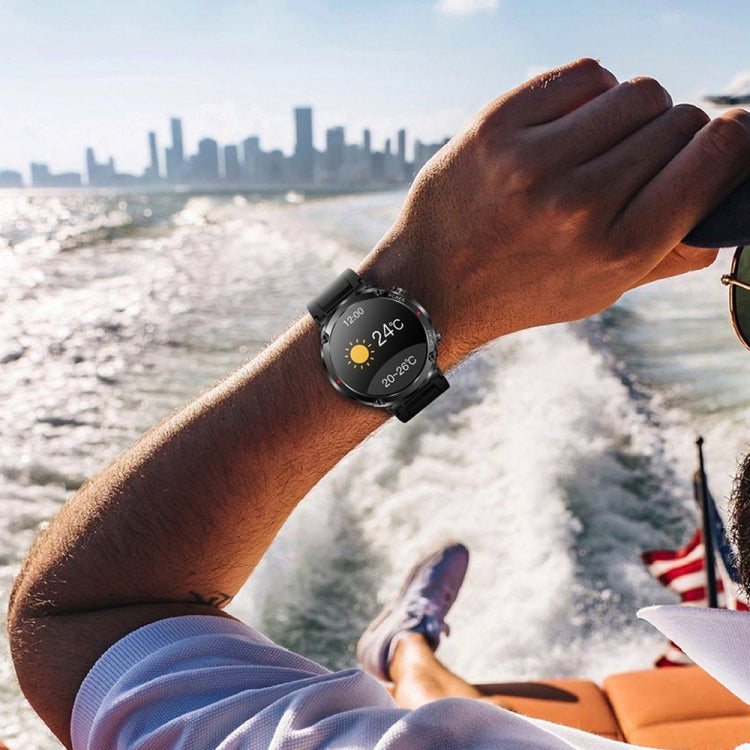 T30 1.6-inch Outdoor Sports Waterproof Smart Music Bluetooth Call Watch, Color: Black Steel+Silicone - free shipping - PMC TechLife - Order now!