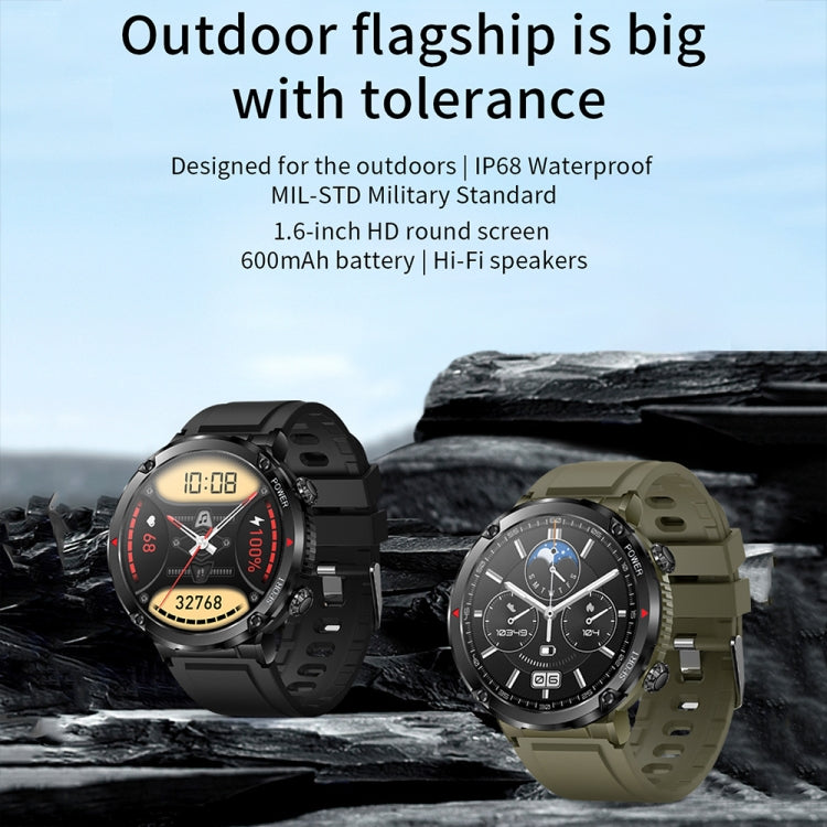 T30 1.6-inch Outdoor Sports Waterproof Smart Music Bluetooth Call Watch, Color: Black Steel+Silicone - free shipping - PMC TechLife - Order now!