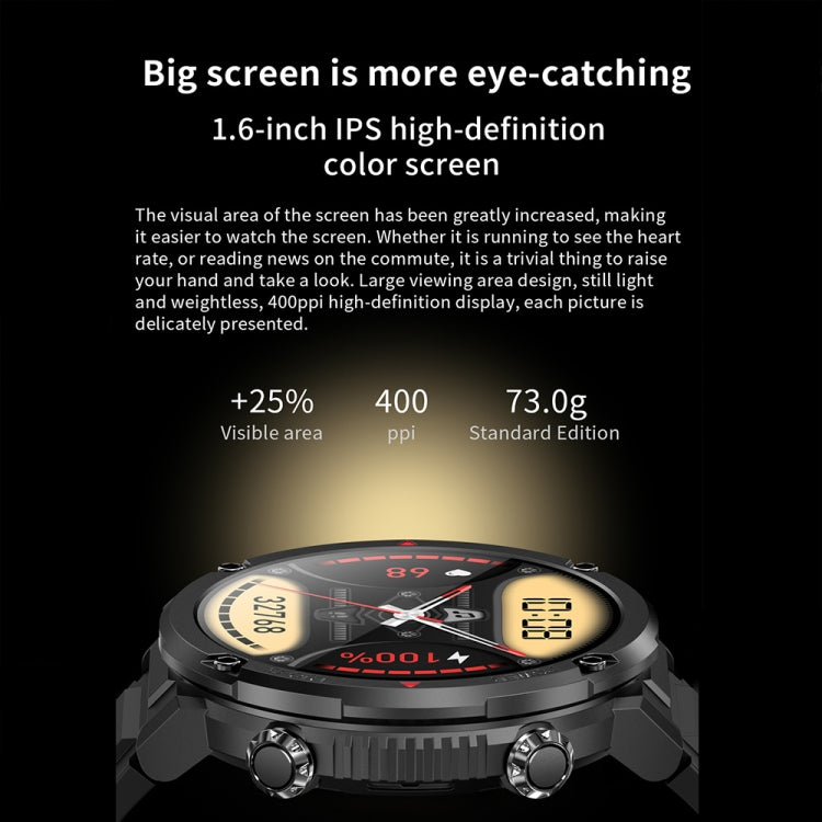 T30 1.6-inch Outdoor Sports Waterproof Smart Music Bluetooth Call Watch, Color: Black Steel+Silicone - free shipping - PMC TechLife - Order now!