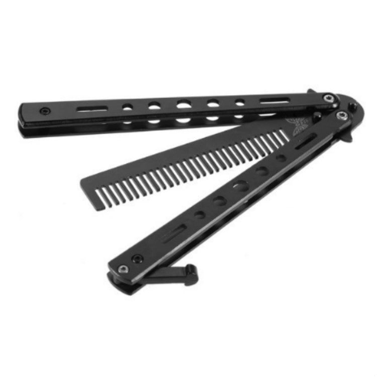 Salon Stainless Steel Practice Comb Practice Knife (Uncut) Butterfly Comb(Black) - free shipping - PMC TechLife - Order now!