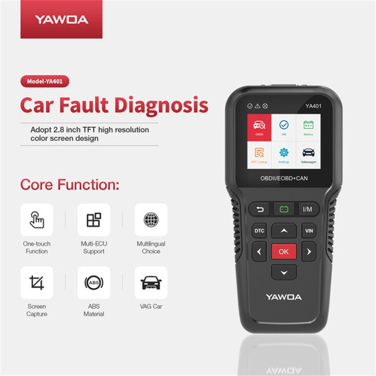 YAWOA YA401 Car Engine Fault Diagnostic Instrument OBD2 Car Fault Reading Card Battery Detector - Code Readers & Scan Tools by PMC TechLife | Online Shopping South Africa | PMC TechLife