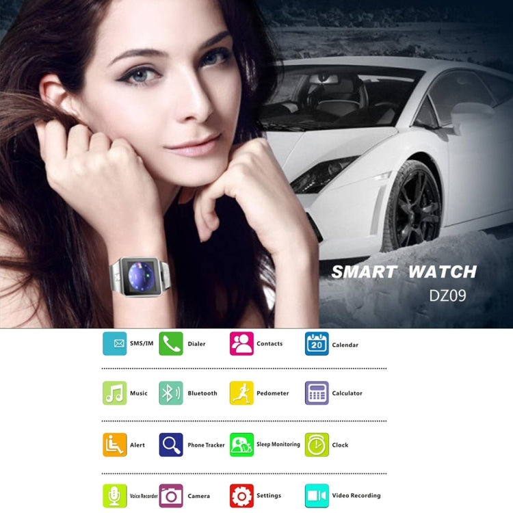 DZ09 1.56 inch Screen Bluetooth 3.0 Android 4.1 OS Above Smart Watch Phone with Bluetooth Call & Call Reminder & Sleep Monitor & Pedometer & Sedentary Reminder & Calendar & SMS & Audio and Video Player & Anti-loss Function(Black) - Smart Watches by PMC TechLife | Online Shopping South Africa | PMC TechLife | Buy Now Pay Later Mobicred
