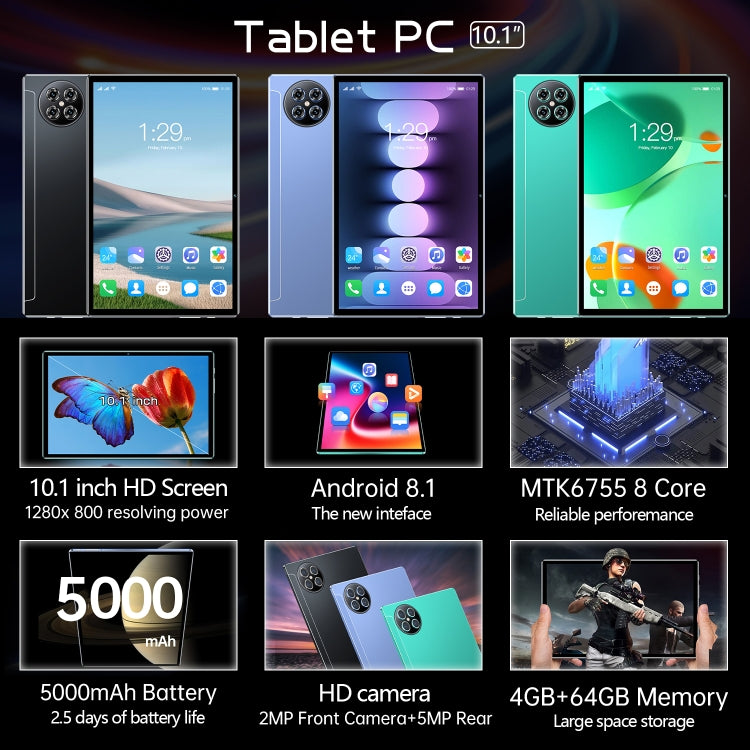 X90 4G LTE Tablet PC, 10.1 inch, 4GB+64GB, Android 8.1  MTK6755 Octa-core 2.0GHz, Support Dual SIM / WiFi / Bluetooth / GPS (Purple) - 10.1 inch by PMC TechLife | Online Shopping South Africa | PMC TechLife