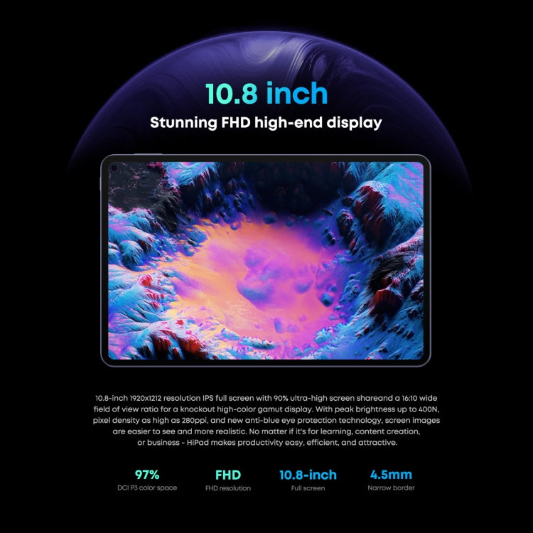 CHUWI HiPad Pro 4G LTE Tablet PC, 10.8 inch, 8GB+128GB, Without Keyboard, Android 11, Qualcomm Snapdragon 662 Octa Core up to 2.0GHz, Support Dual SIM & Bluetooth & WiFi & TF Card (Black+Blue) - free shipping - PMC TechLife - Order now!