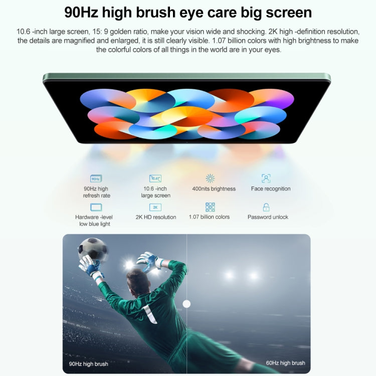 Xiaomi Redmi Pad, 10.6 inch, 4GB+128GB, MIUI Pad 13 OS MediaTek Helio G99 Octa Core up to 2.2GHz, 8000mAh Battery, Support BT WiFi, Not Support Google Play(Green) - free shipping - PMC TechLife - Order now!