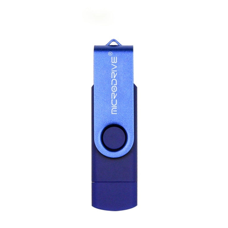 MicroDrive 64GB USB 2.0 Phone and Computer Dual-use Rotary OTG Metal U Disk (Blue) - free shipping - PMC TechLife - Order now!