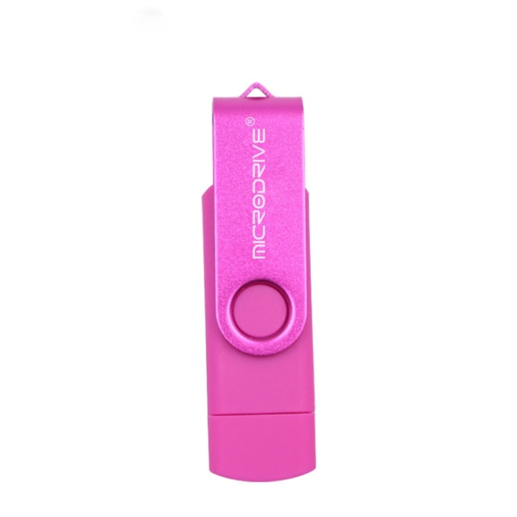MicroDrive 32GB USB 2.0 Mobile Computer Dual-use Rotating OTG Metal U Disk (Pink) - USB Flash Drives by MicroDrive | Online Shopping South Africa | PMC TechLife | Buy Now Pay Later Mobicred